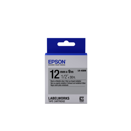 Epson Label Cartridge Metallic LK-4SBM Black/Silver 12mm (9m)