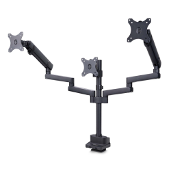 StarTech.com Triple Monitor Desk Mount For Up To Three 27in Screens, VESA 75x75/100x100, Tool-Less Arm Adjustments, C-Clamp/Grom