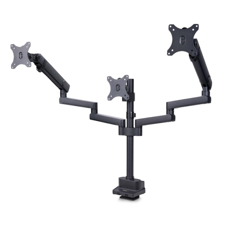StarTech.com Triple Monitor Desk Mount For Up To Three 27in Screens, VESA 75x75/100x100, Tool-Less Arm Adjustments, C-Clamp/Grom