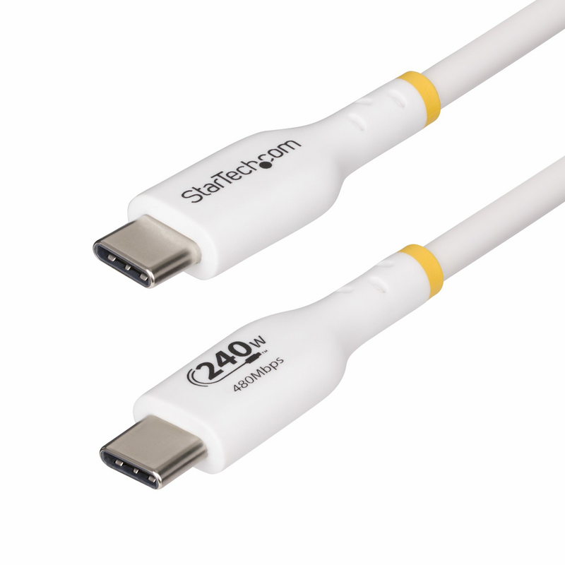 StarTech.com 3m White USB-C Charging Cable, USB-IF Certified USB C Cable, 240W PD EPR, USB 2.0 Type-C Laptop Charger Cord, USB-C