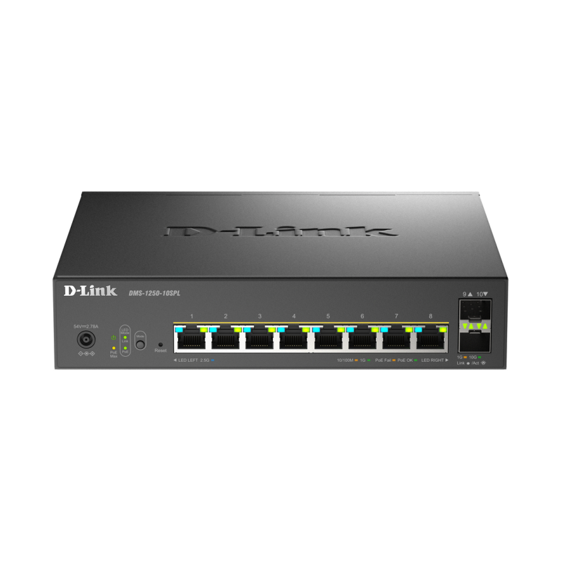 D-Link 10-Port Multi-Gigabit Smart Managed PoE+ Switch including 8 x 2.5G PoE+ Ports