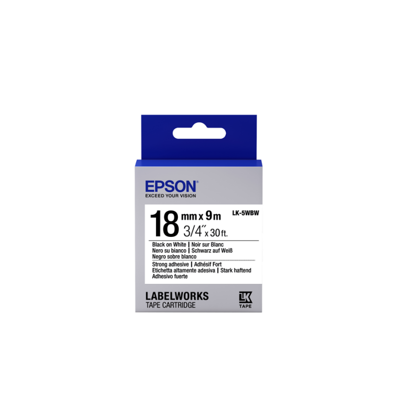 Epson Label Cartridge Strong Adhesive LK-5WBW Black/White 18mm (9m)
