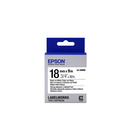 Epson Label Cartridge Strong Adhesive LK-5WBW Black/White 18mm (9m)