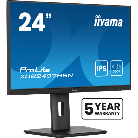 iiyama ProLite 24" IPS technology panel with USB-C dock and RJ45 (LAN)