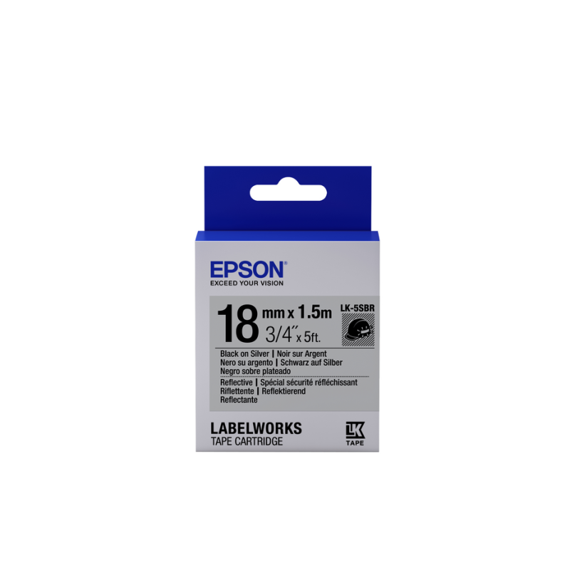 Epson Label Cartridge Reflective LK-5SBR Black/Silver 18mm (1.5m)