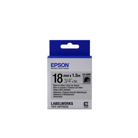 Epson Label Cartridge Reflective LK-5SBR Black/Silver 18mm (1.5m)