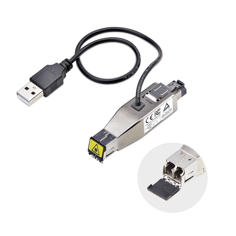 StarTech.com Gigabit Fiber to RJ45 Ethernet Media Converter Dongle, Optical Singlemode 10km/Multimode 800m, USB Powered, Compact