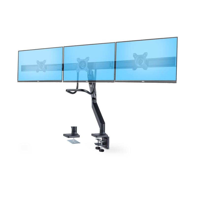 StarTech.com Crossbar Triple Monitor Desk Mount For Up To Three 27in Screens, VESA 75x75/100x100, Tool-Less Arm Adjustments, C-C