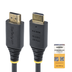 StarTech.com 3m (10ft) Premium Certified High Speed HDMI Cable, 4K 60Hz/1440p 144Hz, HDR10/HDCP 2.2/ARC, 18Gbps, UHD HDMI 2.0 Co