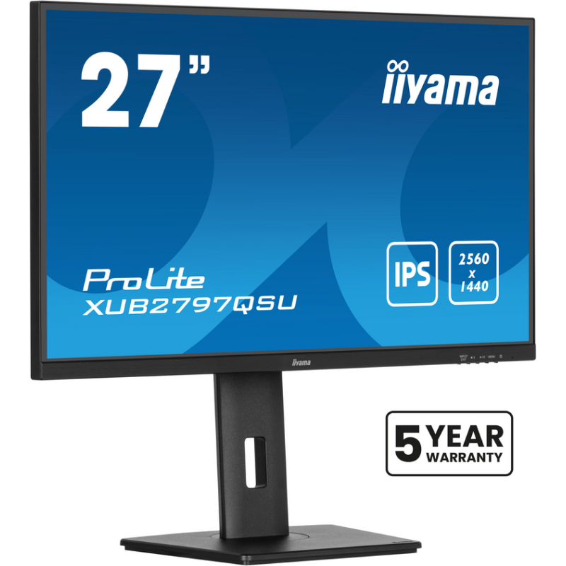 iiyama ProLite 27” QHD IPS technology panel with USB hub and 100Hz refresh rate and 150mm height adjustable stand