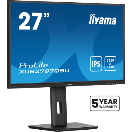 iiyama ProLite 27” QHD IPS technology panel with USB hub and 100Hz refresh rate and 150mm height adjustable stand