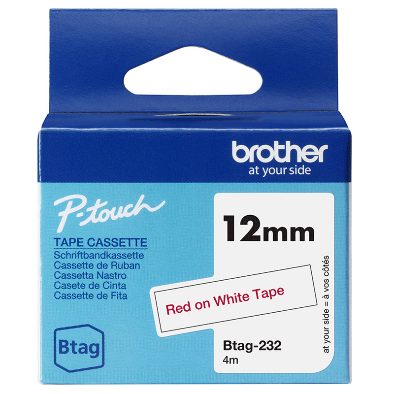 Brother BTAG-232 label-making tape Red on white