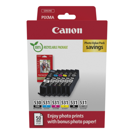 Canon PGI-530/CLI-531 PVP ink cartridge 6 pc(s) Original Black, Cyan, Grey, Magenta, Photo black, Yellow