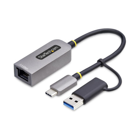StarTech.com 2.5GbE USB-C to Ethernet Adapter with USB-A Converter, NBASE-T NIC, USB 3.0 Type-C 2.5/1G Multi Speed Network, Thun