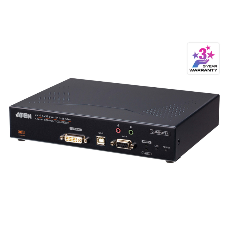 ATEN DVI-I Single Display KVM over IP Transmitter with Internet Access