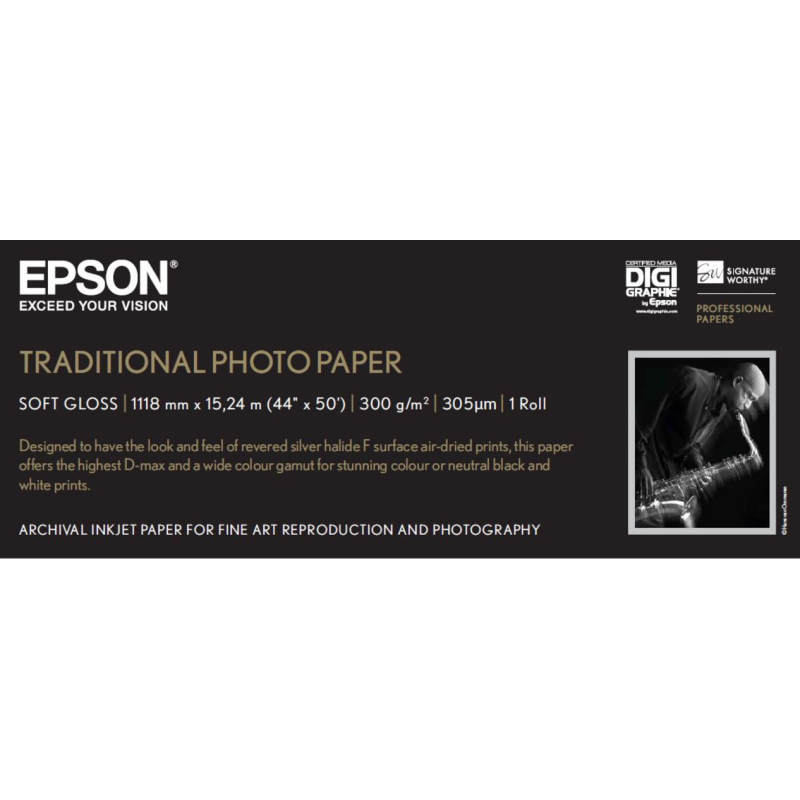 Epson Traditional Photo Paper, 44" x 15 m