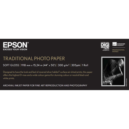 Epson Traditional Photo Paper, 44" x 15 m