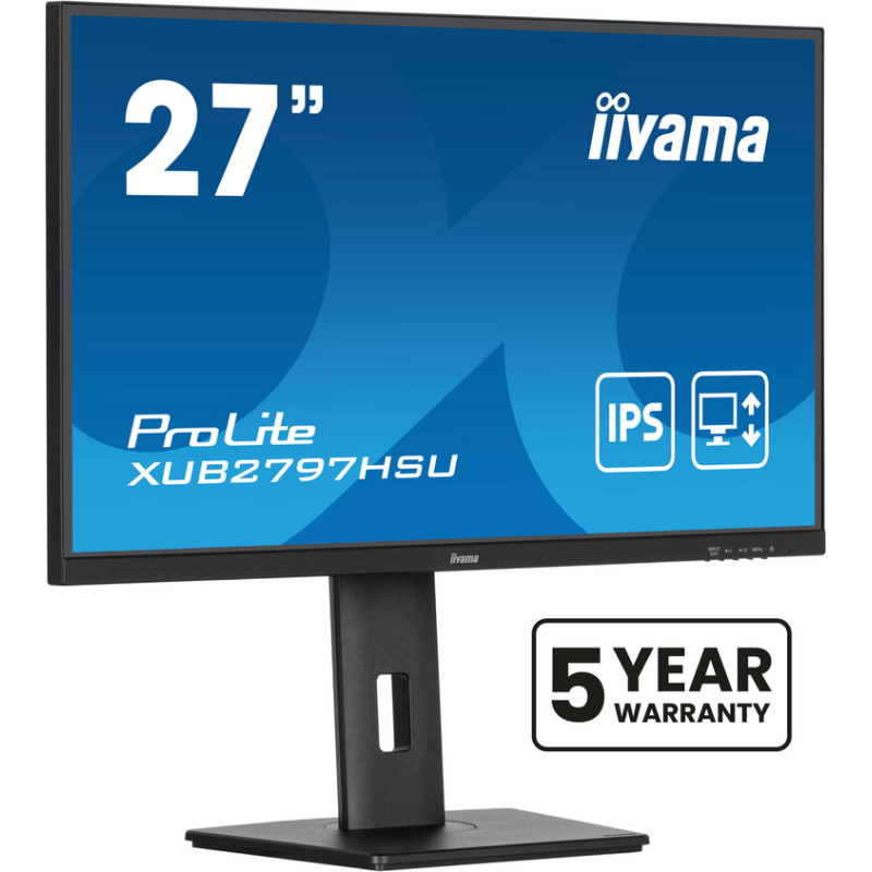 iiyama ProLite 27” IPS technology panel with 1ms MPRT, 100Hz refresh rate, USB-Hub and height adjustable stand