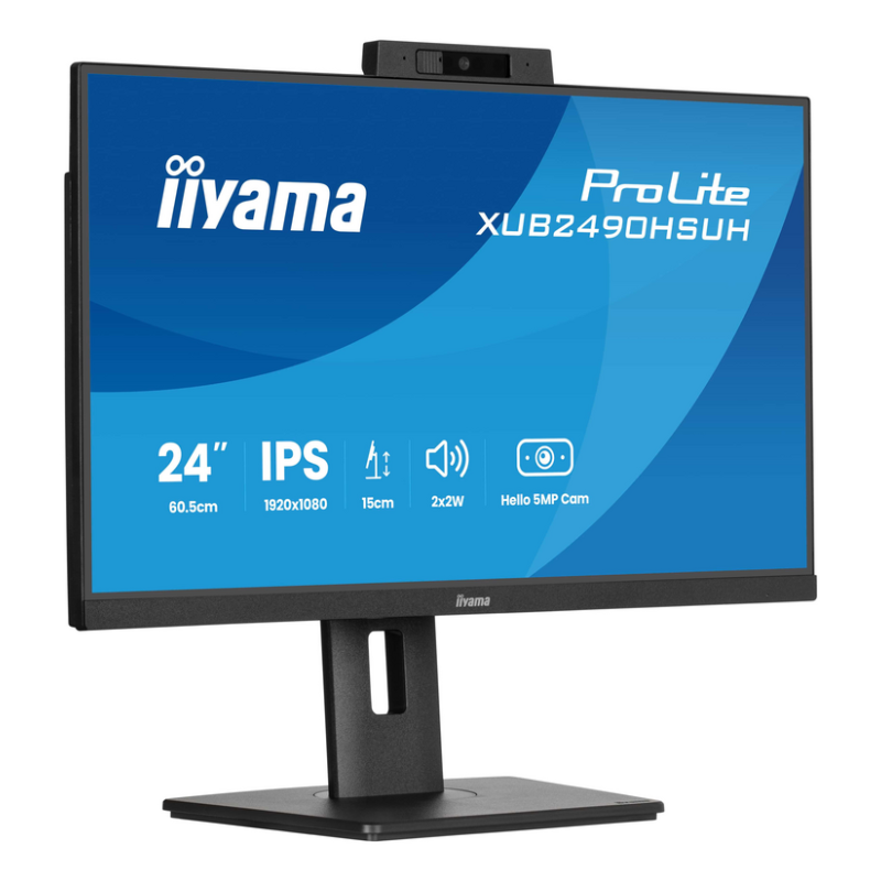 iiyama 24’’ IPS monitor with a built-in Windows Hello camera and microphone