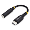 StarTech.com 5in (12.7cm) USB-C to 3.5mm TRRS Headphone/Headset Jack Audio Adapter, USB Type-C Aux Dongle, 32-bit DAC, Supports 