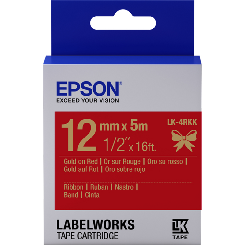 Epson Label Cartridge Satin Ribbon LK-4RKK Gold/Red 12mm (5m)