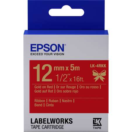 Epson Label Cartridge Satin Ribbon LK-4RKK Gold/Red 12mm (5m)