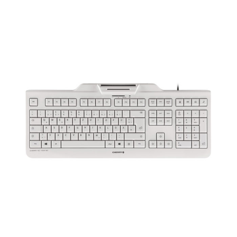 CHERRY KC 1000 SC Corded Smartcard Keyboard, Light Grey, USB (QWERTY - UK)