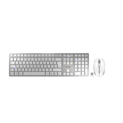 CHERRY DW 9100 SLIM keyboard Mouse included Universal RF Wireless + Bluetooth QWERTY UK English Silver