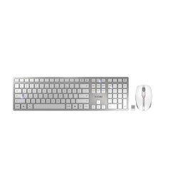 CHERRY DW 9100 SLIM keyboard Mouse included Universal RF Wireless + Bluetooth QWERTY US English Silver