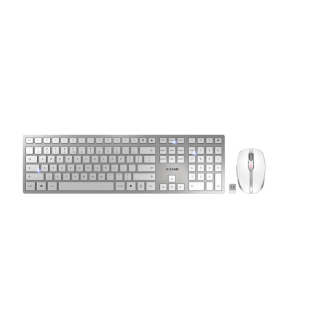 CHERRY DW 9100 SLIM keyboard Mouse included Universal RF Wireless + Bluetooth QWERTY US English Silver