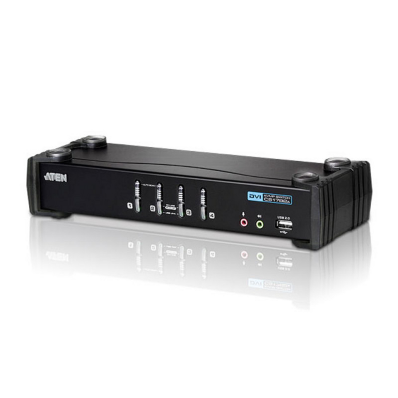ATEN 4-Port USB DVI KVM Switch with Audio & USB 2.0 Hub (KVM Cables included)