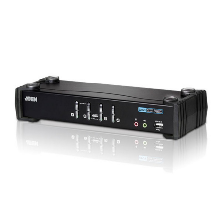 ATEN 4-Port USB DVI KVM Switch with Audio & USB 2.0 Hub (KVM Cables included)