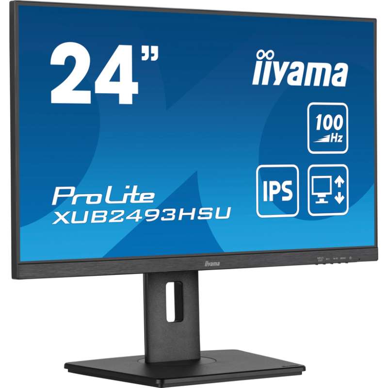 iiyama 24” IPS technology panel with USB hub and 100Hz refresh rate and 150mm height adjustable stand