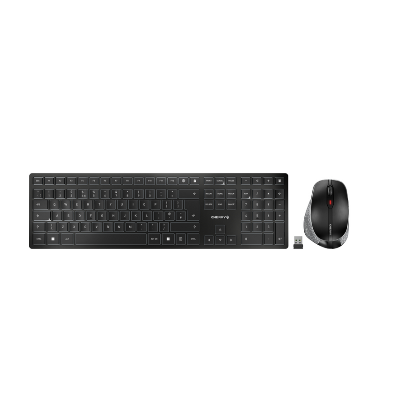 CHERRY DW 9500 SLIM keyboard Mouse included Universal RF Wireless + Bluetooth QWERTY English Black, Grey
