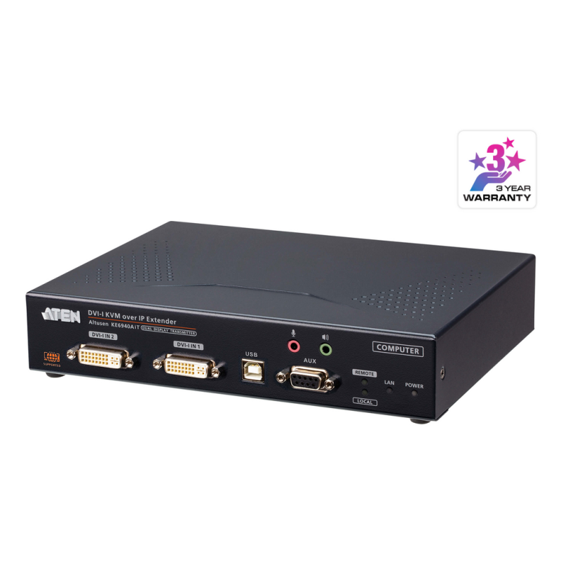 ATEN DVI-I Dual Display KVM over IP Transmitter with Internet Access