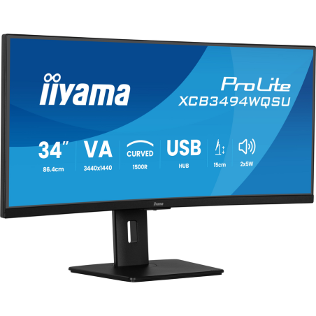 iiyama ProLite 34” curved ultra-wide screen with 15cm height adjustable stand