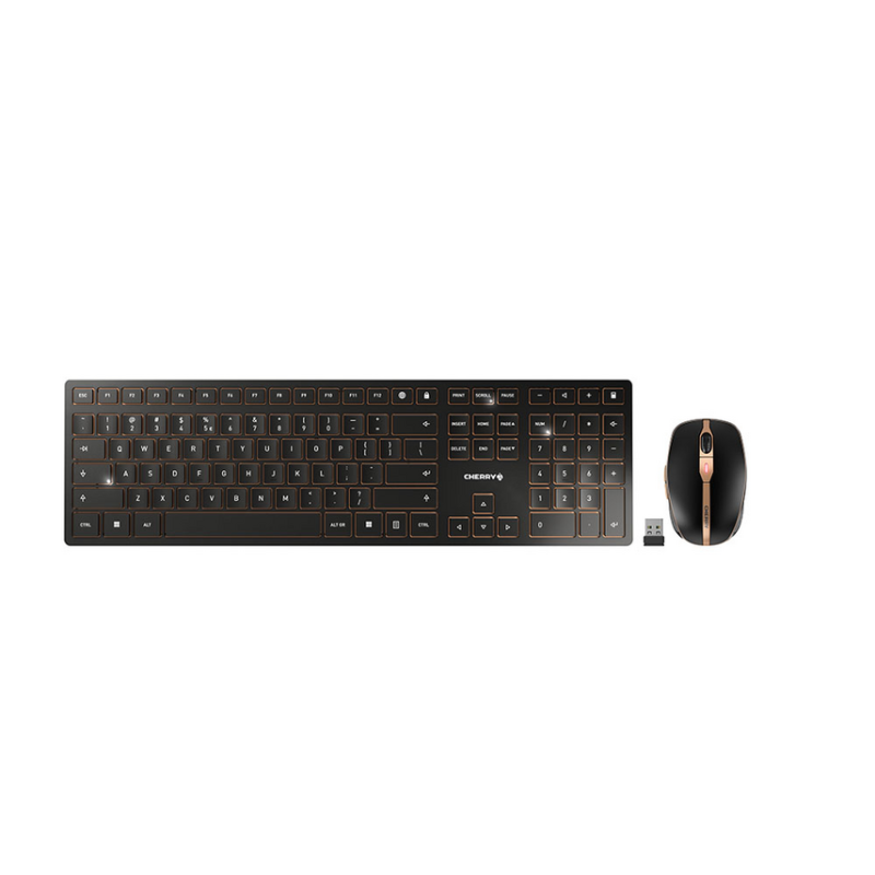 CHERRY DW 9100 SLIM keyboard Mouse included Universal RF Wireless + Bluetooth QWERTY US English Black