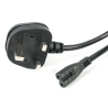 StarTech.com 3ft (1m) UK Laptop Power Cable, BS 1363 to C7, 2.5A 250V, 18AWG, Black, UK Laptop Replacement Cord, Printer Power C