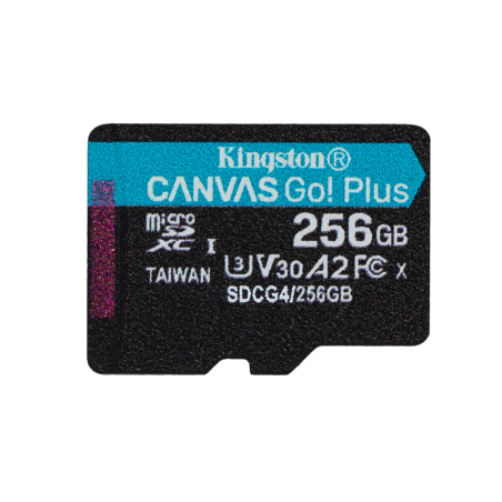 Kingston Technology 256GB microSDXC Canvas Go Plus Gen4 200R A2 U3 Single Pack w/o ADP