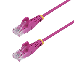 StarTech.com 5m Pink Slim CAT6 Ethernet Cable, Snagless, 100W PoE, UTP, LSZH, 28AWG Pure Bare Copper Wire, Slim RJ45 Network Pat