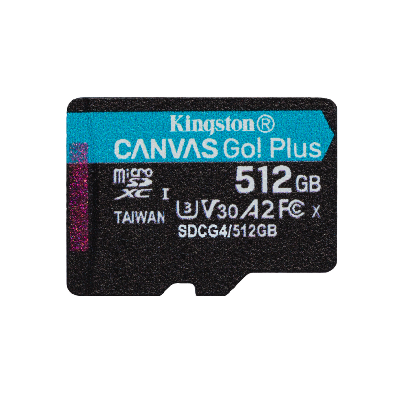 Kingston Technology 512GB microSDXC Canvas Go Plus Gen4 200R A2 U3 Single Pack w/o ADP