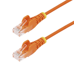StarTech.com 5m Orange Slim CAT6 Ethernet Cable, Snagless, 100W PoE, UTP, LSZH, 28AWG Pure Bare Copper Wire, Slim RJ45 Network P