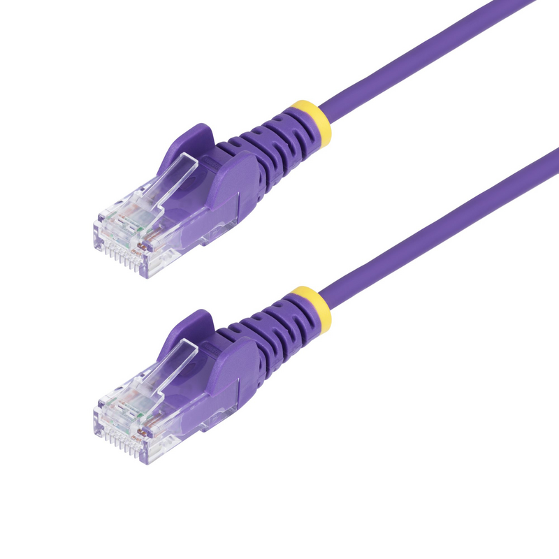 StarTech.com 1m Purple Slim CAT6 Ethernet Cable, Snagless, 100W PoE, UTP, LSZH, 28AWG Pure Bare Copper Wire, Slim RJ45 Network P