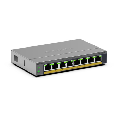 NETGEAR GS108EPP Unmanaged Gigabit Ethernet (10/100/1000) Power over Ethernet (PoE) Desktop/Wall-Mounting Grey