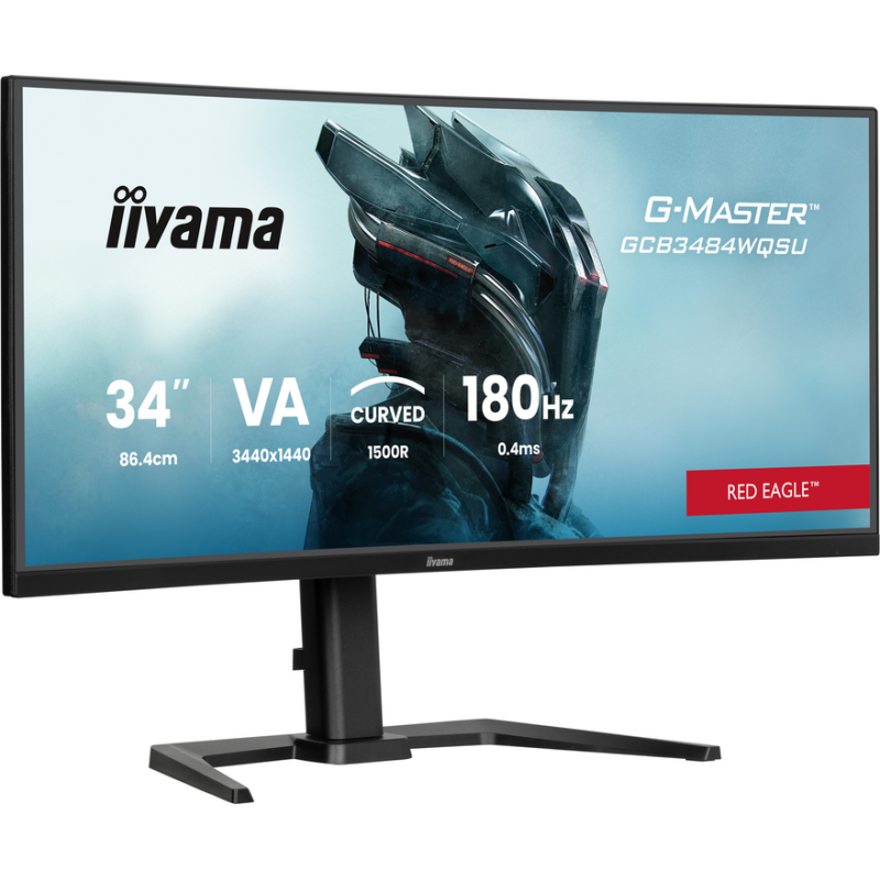 iiyama G-MASTER Get ahead with the curved GCB3484WQSU-B1 Red Eagle featuring 180Hz refresh rate and 0.4ms response time