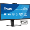 iiyama ProLite 34’’ VA UWQHD curved monitor with a built-in Windows Hello camera and microphone, USB-C Dock, LAN, KVM-Switch and