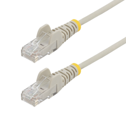 StarTech.com 5m Gray Slim CAT6 Ethernet Cable, Snagless, 100W PoE, UTP, LSZH, 28AWG Pure Bare Copper Wire, Slim RJ45 Network Pat
