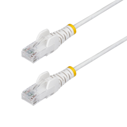 StarTech.com 2.5m White Slim CAT6 Ethernet Cable, Snagless, 100W PoE, UTP, LSZH, 28AWG Pure Bare Copper Wire, Slim RJ45 Network 