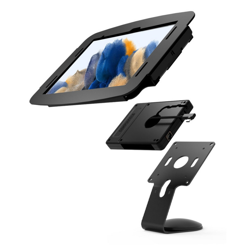 Compulocks Galaxy Tab A8 10.5" Space Enclosure Core Counter Stand or Wall Mount Plus Hub Black