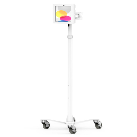 Compulocks iPad 10th-11th (A16) Gen, Apex Enclosure Medical Rolling Cart Extended - White